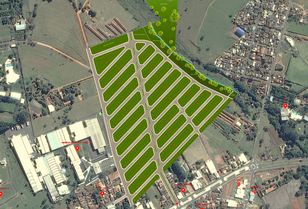 Mapa com os lotes numerados do Jardim Roseira